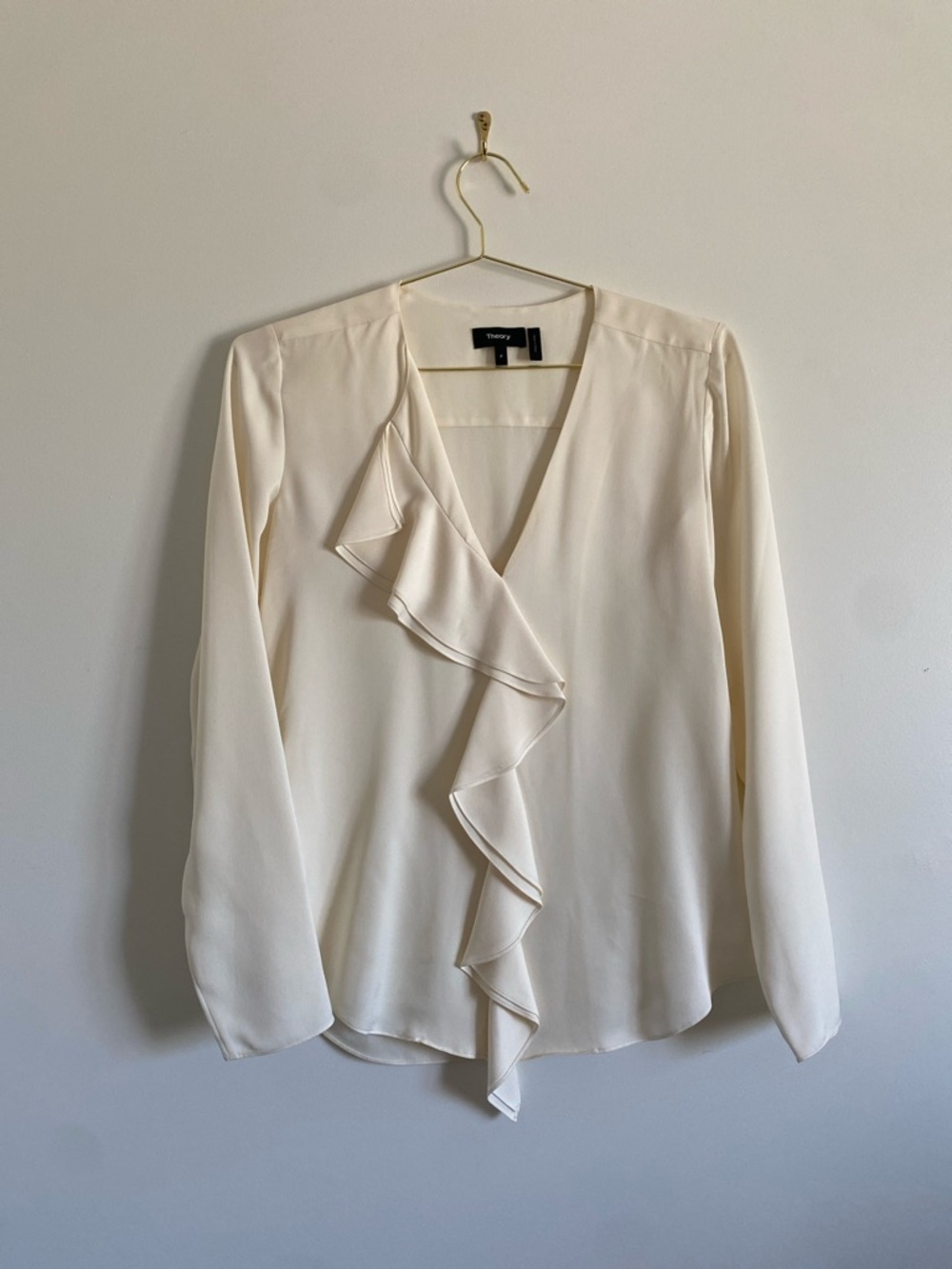 Theory Silk Georgette Jastrid Ruffle Blouse - Picture 2 of 7